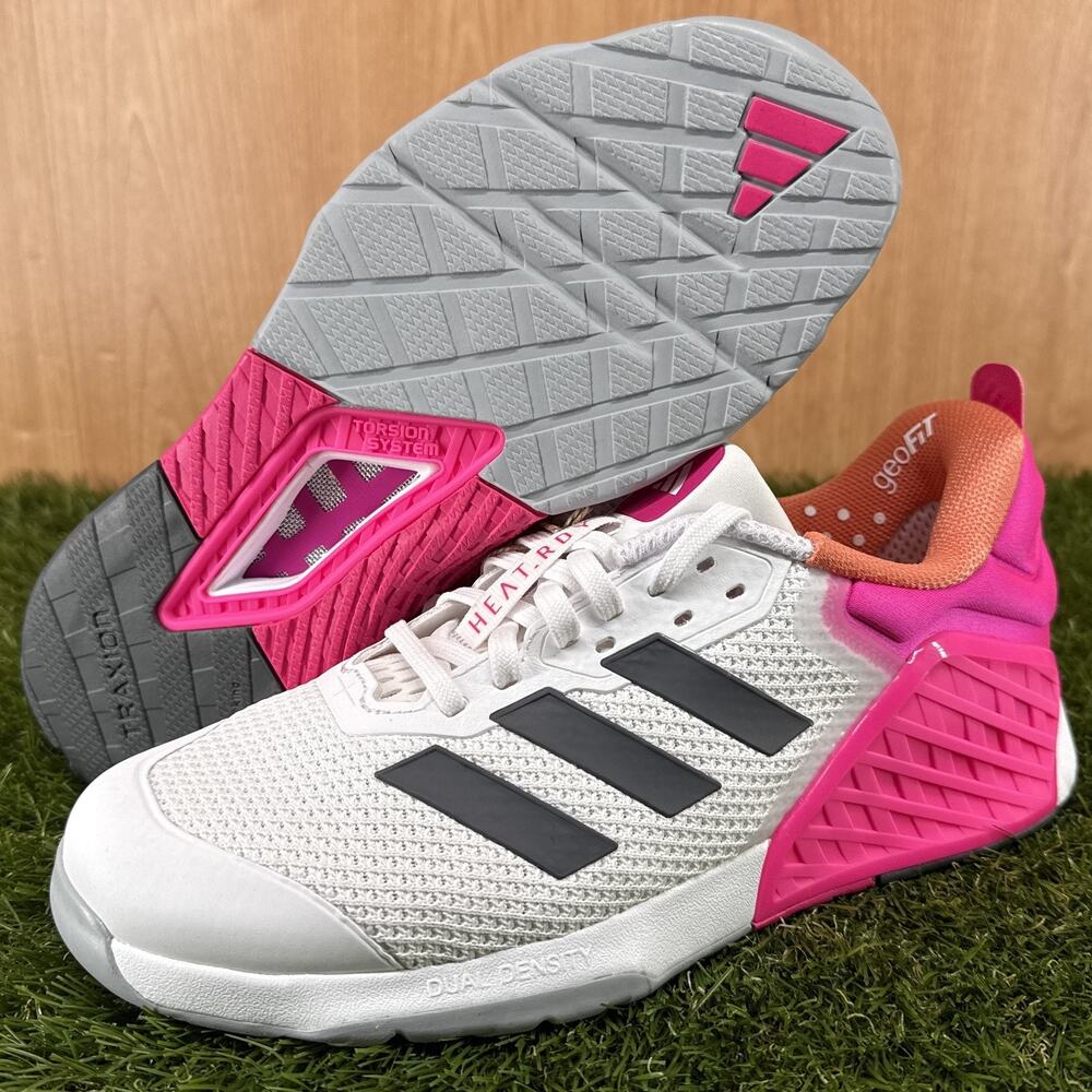 Adidas Dropset 3 White Pink Orange Training Shoes JR1674 Women's Size 9